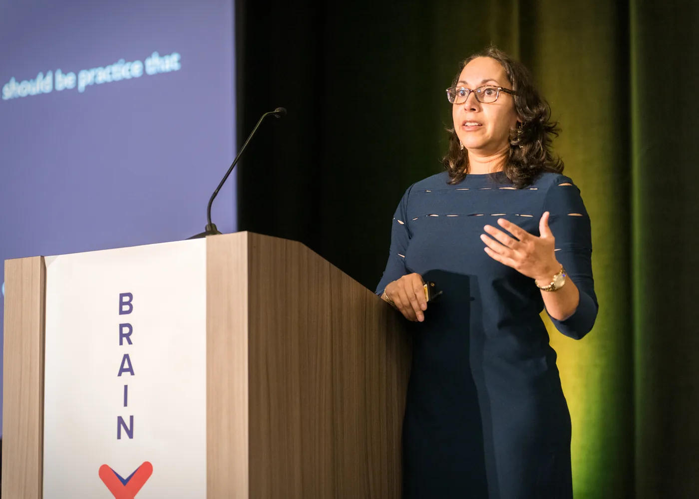 A BrainXchange speaker presenting during an enterprise technology event